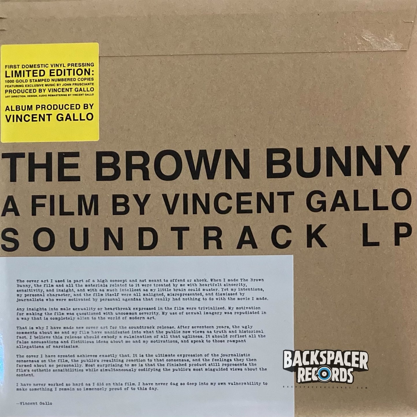 The Brown Bunny Soundtrack - Various Artists LP (Limited Edition)
